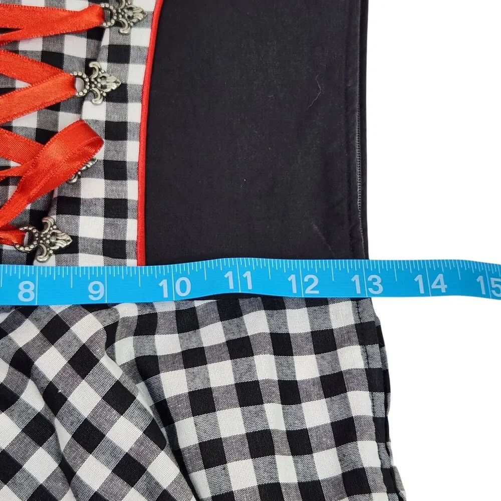 Authentic German Girls Gingham Dirndl Dress Ribbon Lace Up Oktoberfest Sz. 9/10
